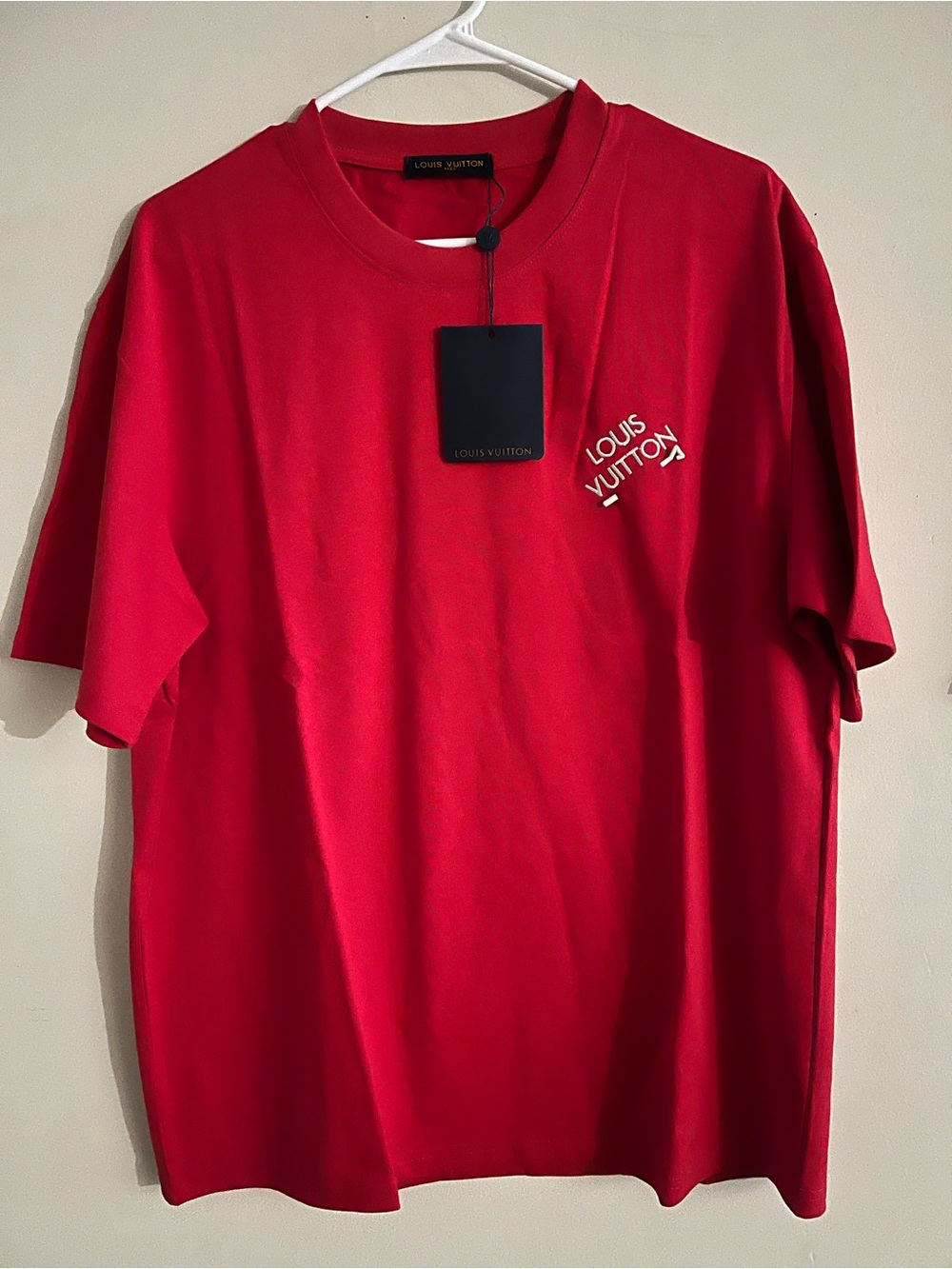Louis Vuitton Red Short-Sleeve Logo Tee